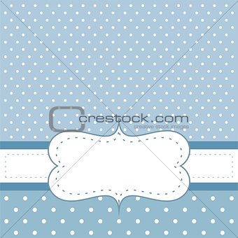 Sweet, blue dots card or invitation with white polka dots