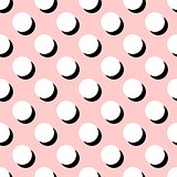 Tile vector pattern with big white polka dots on pink background