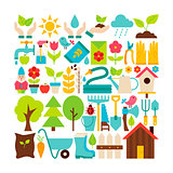 Big Flat Vector Collection of Spring Garden Objects