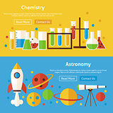 Chemistry and Astronomy Science Flat Website Banners Set