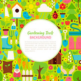 Flat Gardening Tools Vector Pattern Background