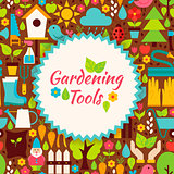 Flat Vector Gardening Tools Brown Poster Postcard