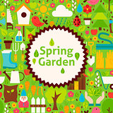 Flat Vector Spring Garden Green Poster Postcard