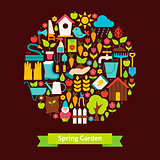 Vector Flat Style Spring Garden Objects Concept