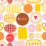 Seamless graphic pattern with delicious cookies
