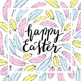 Happy Easter card template. Hand lettering