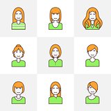 Flat line icons woman avatar 