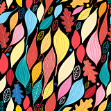Seamless graphic pattern with large leaves