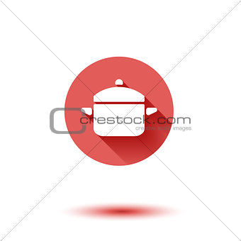 Flat long shadow vector saucepan icon