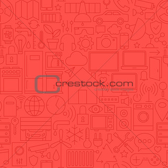 Thin Home Technology Seamless Red Pattern