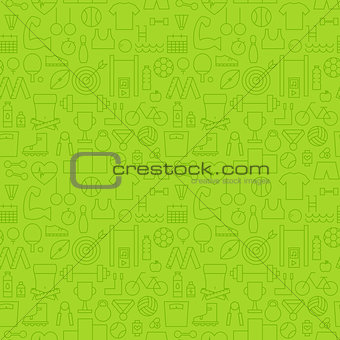 Thin Line Sport Activity Exercise Seamless Green Pattern