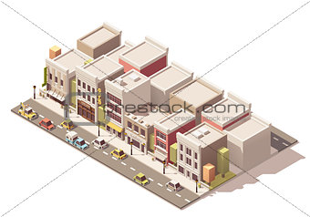 Vector isometric small town street