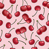 Seamless pattern with berry cherry.
