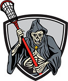 Grim Reaper Lacrosse Player Crosse Stick Retro