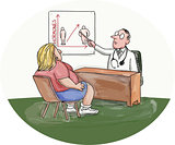 Obese Woman Patient Doctor Caricature