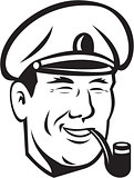 Sea Captain Smiling Smoke Pipe Retro