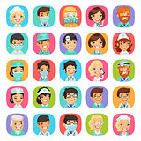 Doctors Cartoon Characters Icons Set