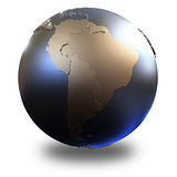 South America on metallic Earth
