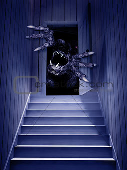 Monster in open door