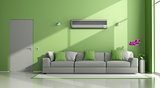 Green and gray modern lounge with air conditioner