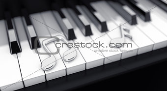 Piano with notes