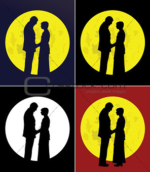 Couple and full moon