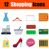 Flat design shopping icon set