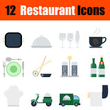 Flat design restaurant icon set