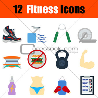 Flat design fitness icon set 
