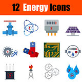 Flat design energy icon set