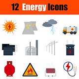 Flat design energy icon set