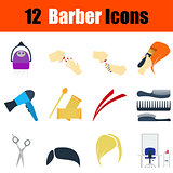 Flat design barber icon set