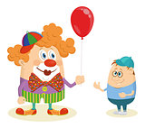 Circus clown with balloon and boy