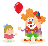 Circus clown with balloon and girl