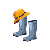Rubber Boots And Hat