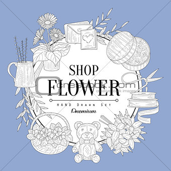 Flower Shop Vintage Sketch