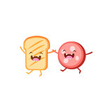 Toast And Meat Cartoon Friends