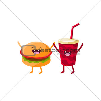 Burger And Soda Cartoon Friends