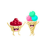 Ice-cream And Berries Cartoon Friends