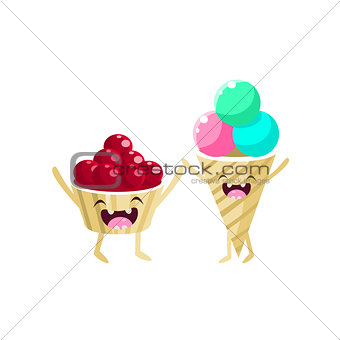 Ice-cream And Berries Cartoon Friends