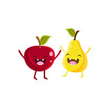 Apple And Pear Cartoon Friends