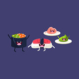 Sushi Tuna And Rice Cartoon Friends