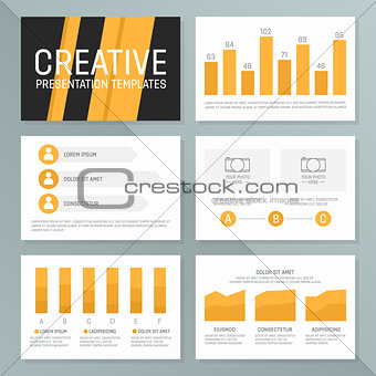 Vector business presentation template set. Graph and chart elements  template design