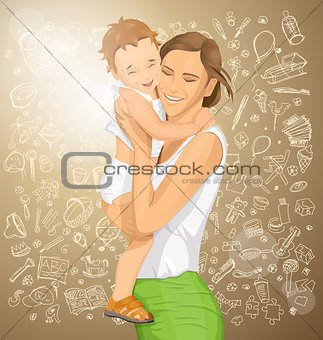 Vector Woman With Child