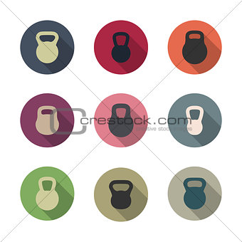 Icons kettlebells, vector illustration.