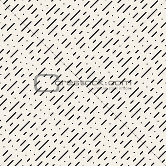 Vector Seamless Black and White Diagonal Dashed Lines Rain Pattern