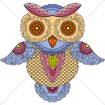 Big colourful abstract owl
