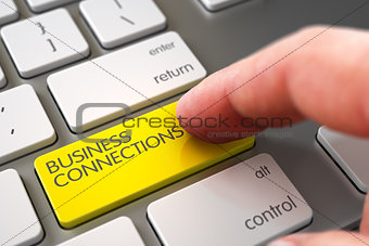 Hand Finger Press Business Connections Button.