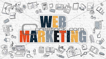 Web Marketing in Multicolor. Doodle Design.
