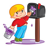 Young Boy Painting Mailbox